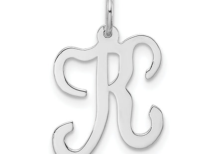 Sterling Silver Rhodium-plated Stamped Letter Initial Charm