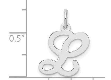 Sterling Silver Rhodium-plated Stamped Letter Initial Charm Pendant for Necklace or Bracelet (Style QC4163L)