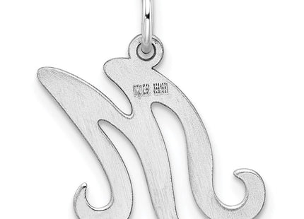 Sterling Silver Rhodium-plated Stamped Letter Initial Charm Pendant for Necklace or Bracelet (Style QC4163M)
