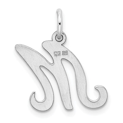 Sterling Silver Rhodium-plated Stamped Letter Initial Charm Pendant for Necklace or Bracelet, 20 x 14mm (163M)