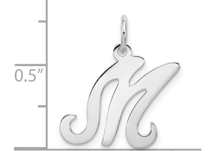 Sterling Silver Rhodium-plated Stamped Letter Initial Charm Pendant for Necklace or Bracelet (Style QC4163M)