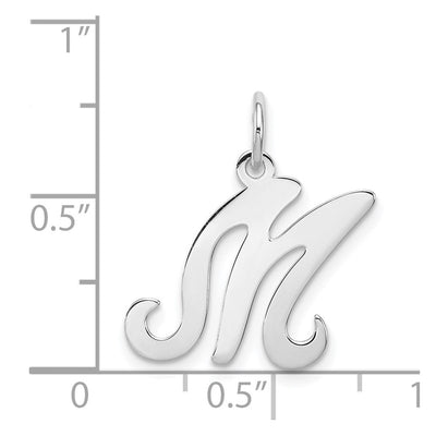 Sterling Silver Rhodium-plated Stamped Letter Initial Charm Pendant for Necklace or Bracelet, 20 x 14mm (163M)