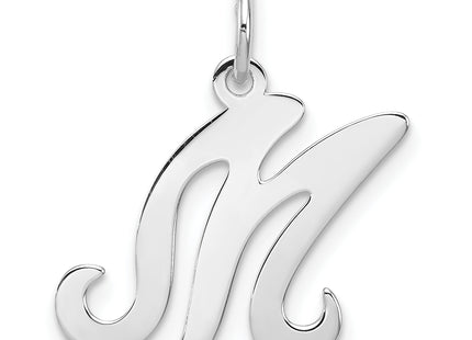 Sterling Silver Rhodium-plated Stamped Letter Initial Charm