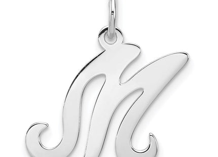Sterling Silver Rhodium-plated Stamped Letter Initial Charm Pendant for Necklace or Bracelet (Style QC4163M)
