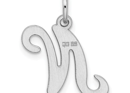 Sterling Silver Rhodium-plated Stamped Letter Initial Charm Pendant for Necklace or Bracelet (Style QC4163N)