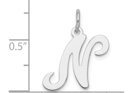 Sterling Silver Rhodium-plated Stamped Letter Initial Charm Pendant for Necklace or Bracelet (Style QC4163N)