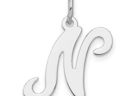 Sterling Silver Rhodium-plated Stamped Letter Initial Charm Pendant for Necklace or Bracelet (Style QC4163N)