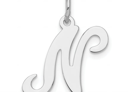 Sterling Silver Rhodium-plated Stamped Letter Initial Charm