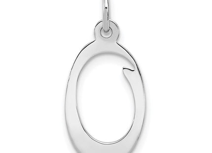 Sterling Silver Rhodium-plated Stamped Letter Initial Charm Pendant for Necklace or Bracelet (Style QC4163O)