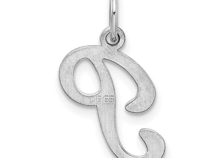 Sterling Silver Rhodium-plated Stamped Letter Initial Charm Pendant for Necklace or Bracelet (Style QC4163P)