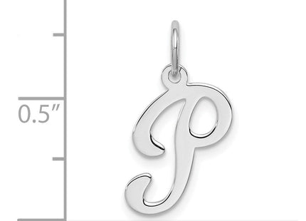 Sterling Silver Rhodium-plated Stamped Letter Initial Charm Pendant for Necklace or Bracelet (Style QC4163P)
