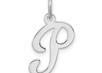Sterling Silver Rhodium-plated Stamped Letter Initial Charm Pendant for Necklace or Bracelet (Style QC4163P)