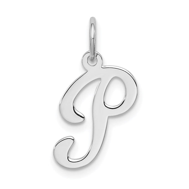 Sterling Silver Rhodium-plated Stamped Letter Initial Charm Pendant for Necklace or Bracelet