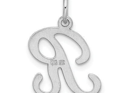 Sterling Silver Rhodium-plated Stamped Letter Initial Charm Pendant for Necklace or Bracelet (Style QC4163R)