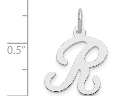Sterling Silver Rhodium-plated Stamped Letter Initial Charm Pendant for Necklace or Bracelet (Style QC4163R)