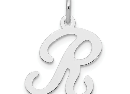 Sterling Silver Rhodium-plated Stamped Letter Initial Charm