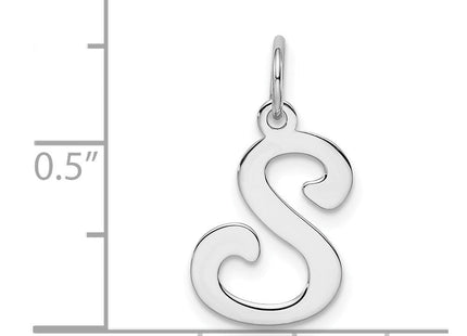 Sterling Silver Rhodium-plated Stamped Letter Initial Charm Pendant for Necklace or Bracelet (Style QC4163S)