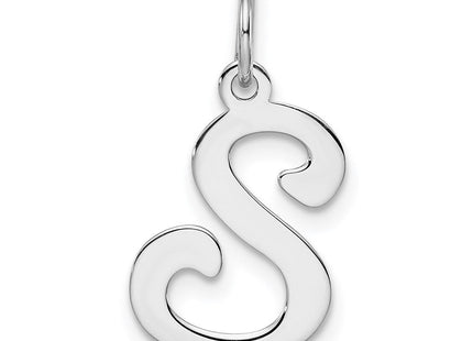 Sterling Silver Rhodium-plated Stamped Letter Initial Charm Pendant for Necklace or Bracelet (Style QC4163S)