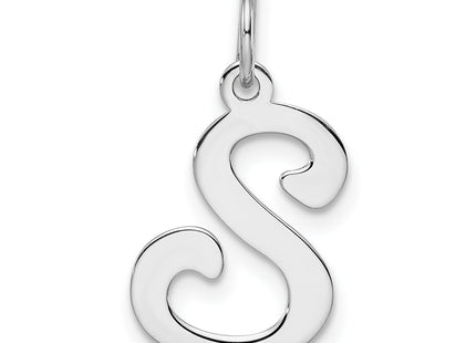 Sterling Silver Rhodium-plated Stamped Letter Initial Charm