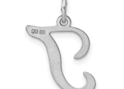 Sterling Silver Rhodium-plated Stamped Letter Initial Charm Pendant for Necklace or Bracelet (Style QC4163T)
