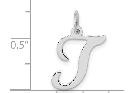 Sterling Silver Rhodium-plated Stamped Letter Initial Charm Pendant for Necklace or Bracelet (Style QC4163T)