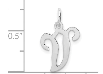 Sterling Silver Rhodium-plated Stamped Letter Initial Charm Pendant for Necklace or Bracelet (Style QC4163V)