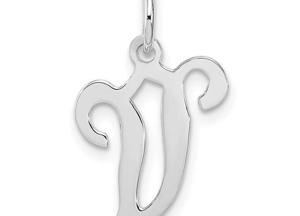 Sterling Silver Rhodium-plated Stamped Letter Initial Charm Pendant for Necklace or Bracelet (Style QC4163V)