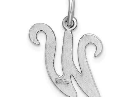 Sterling Silver Rhodium-plated Stamped Letter Initial Charm Pendant for Necklace or Bracelet (Style QC4163W)