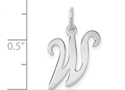 Sterling Silver Rhodium-plated Stamped Letter Initial Charm Pendant for Necklace or Bracelet (Style QC4163W)