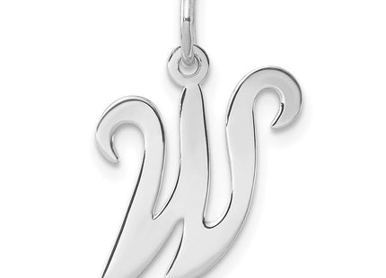 Sterling Silver Rhodium-plated Stamped Letter Initial Charm Pendant for Necklace or Bracelet (Style QC4163W)