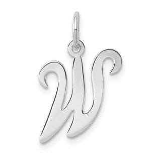Sterling Silver Rhodium-plated Stamped Letter Initial Charm Pendant for Necklace or Bracelet (Style QC4163W)