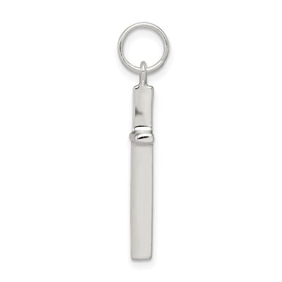 Sterling Silver Rhodium-plated Latin Cross Charm, 27 x 12mm