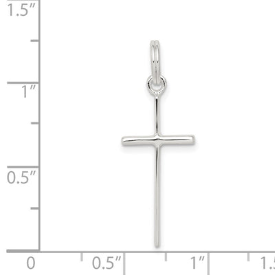 Sterling Silver Rhodium-plated Latin Cross Charm, 27 x 12mm