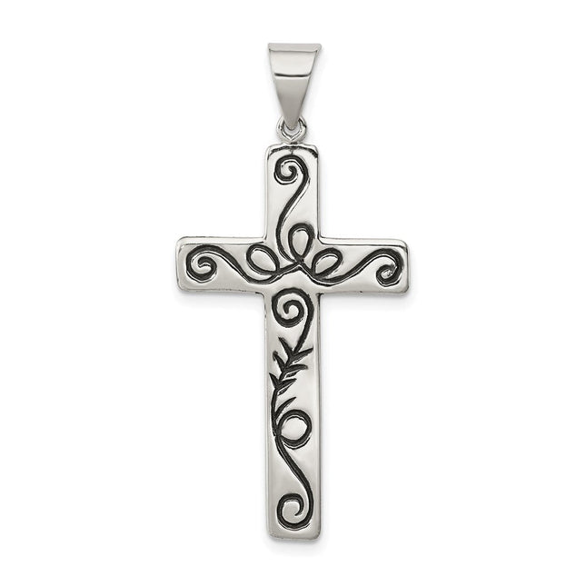 Sterling Silver Latin Cross Pendant, 43 x 20mm