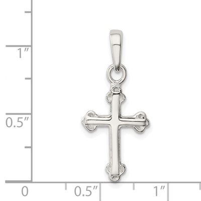 Sterling Silver Budded Cross Pendant, 29 x 13mm