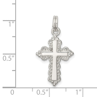 Sterling Silver Rhodium-plated Cross Charm, 24 x 14mm