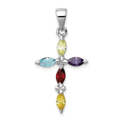 Sterling silver cubic zirconia cross pendant