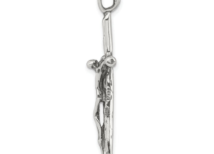 Sterling Silver Antiqued Crucifix Charm, 48 x 25mm