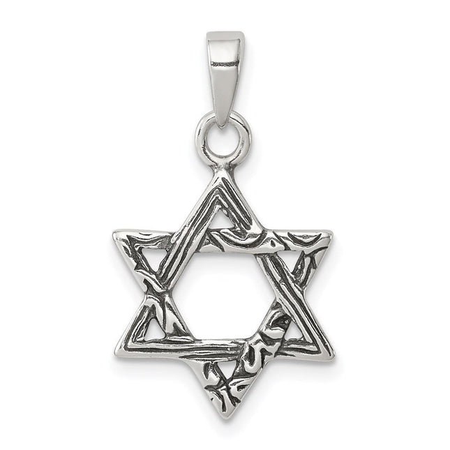 Sterling Silver Antiqued Star of David Charm, 39 x 22mm