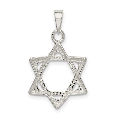 Sterling Silver Star of David Pendant, 24 x 17mm