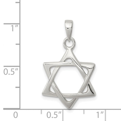 Sterling Silver Star of David Pendant, 24 x 17mm