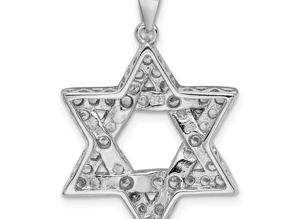 Sterling Silver Rhodium-plated CZ Star of David Pendant (Style QC4439)