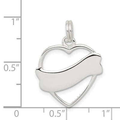 Sterling Silver Heart Charm, 21 x 21mm
