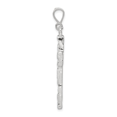Sterling Silver Nugget Cross Pendant, 53 x 27mm