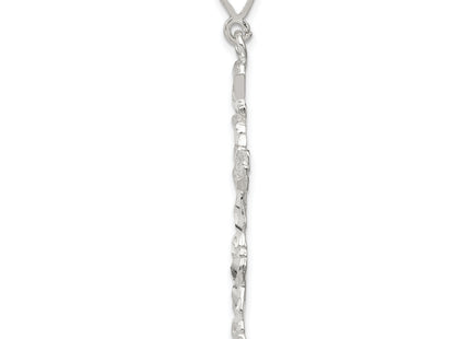 Sterling Silver Diamond -Cut Cross Pendant, 54 x 23mm