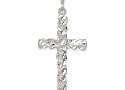 Sterling Silver Diamond -Cut Cross Pendant, 54 x 23mm