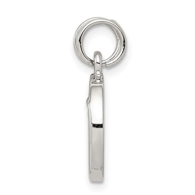 Sterling Silver Rhodium-plated Enameled and CZ Moon and Star Charm