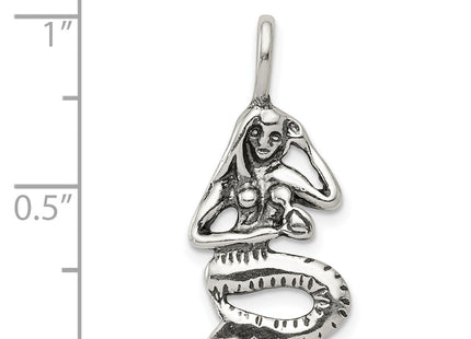 Sterling Silver Antiqued Mermaid Pendant