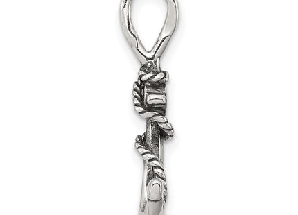 Sterling Silver Antiqued Anchor and Rope Pendant (Style QC4970)