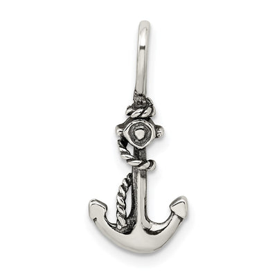 Sterling Silver Antiqued Anchor and Rope Pendant, 33 x 21mm